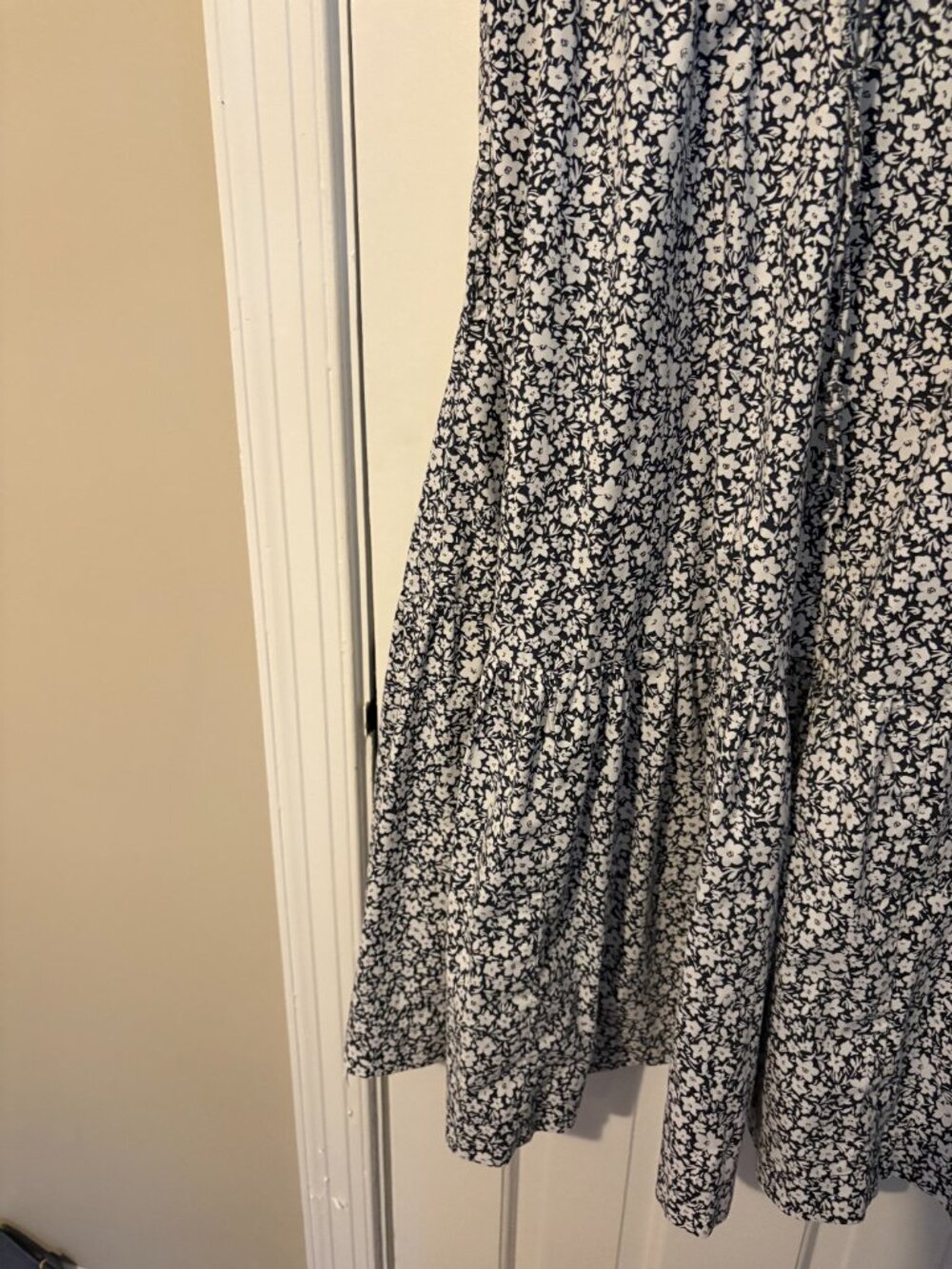 Summersalt Coastal Poplin Ruffle-Neck Midi Dress Navy Floral - S - Picture 8 of 9